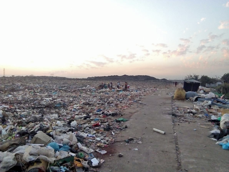 Trash stretches as far as the eye can see