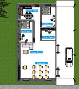 Floor plan layout of Joseph's community hall in Pakokku